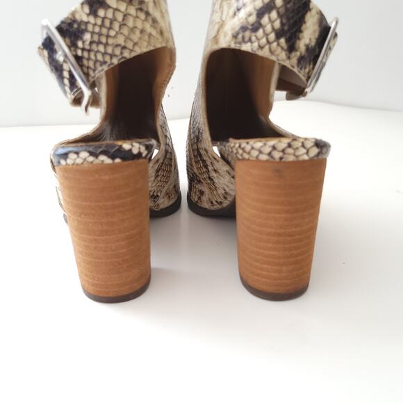 Vionic Blakely Heels Slingback Open Toe Snakeskin Embossed Neutrals Women 6 - Picture 4 of 10